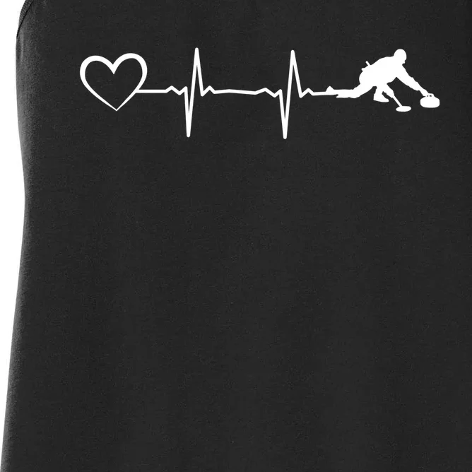 Curling Heartbeat Curling Ekg Heartline Curler Ice Curling Gift Women's Racerback Tank