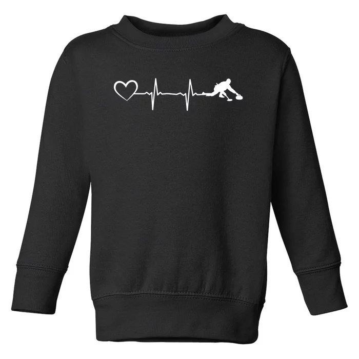 Curling Heartbeat Curling Ekg Heartline Curler Ice Curling Gift Toddler Sweatshirt