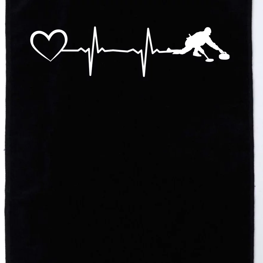 Curling Heartbeat Curling Ekg Heartline Curler Ice Curling Gift Platinum Collection Golf Towel