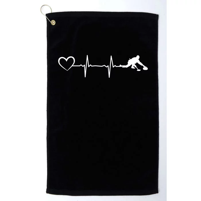 Curling Heartbeat Curling Ekg Heartline Curler Ice Curling Gift Platinum Collection Golf Towel