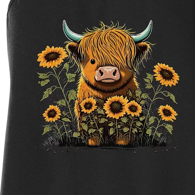 Cute Highland Cattle Cow Funny Highland Cow Women's Racerback Tank