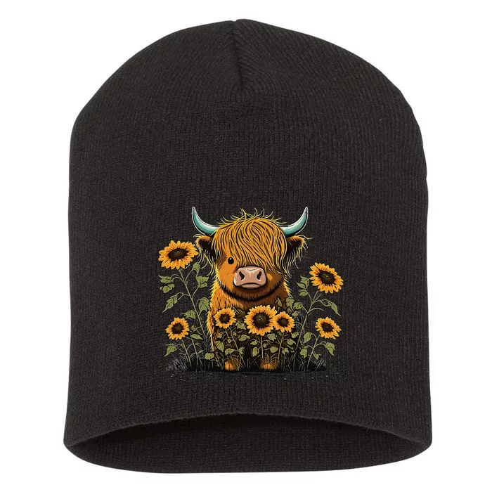 Cute Highland Cattle Cow Funny Highland Cow Short Acrylic Beanie