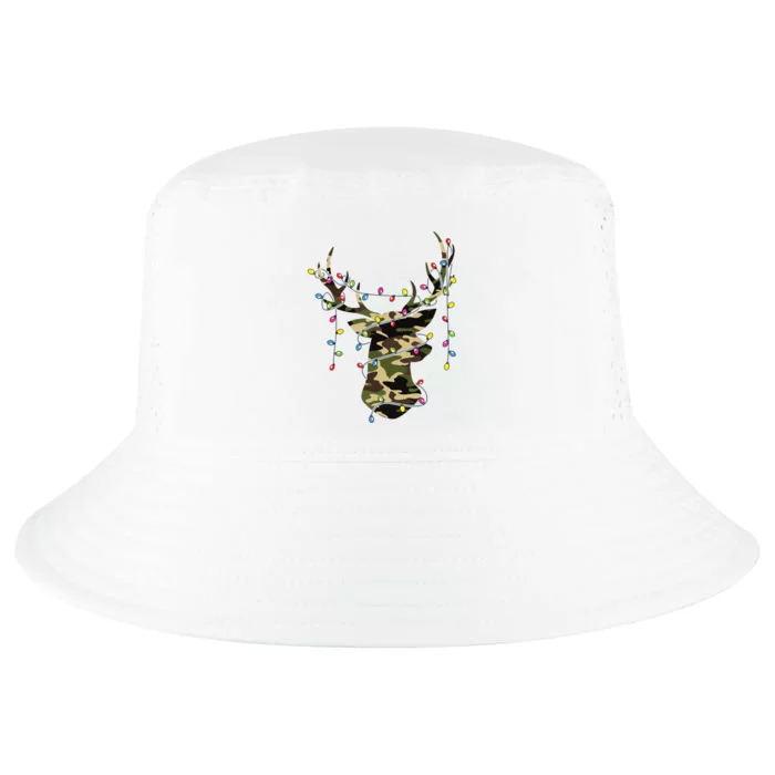 Christmas Holiday Camo Hunting Reindeer Deer Xmas Lights Cool Comfort Performance Bucket Hat