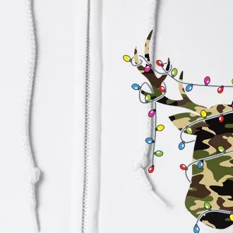 Christmas Holiday Camo Hunting Reindeer Deer Xmas Lights Full Zip Hoodie