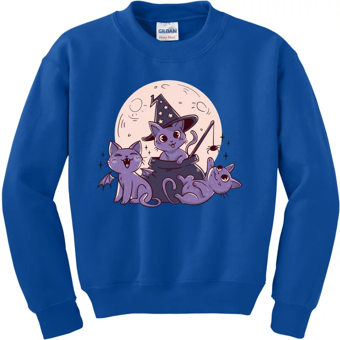 Cute Halloween Cats Witch Moon Cool Gift Kids Sweatshirt