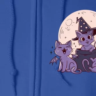 Cute Halloween Cats Witch Moon Cool Gift Full Zip Hoodie