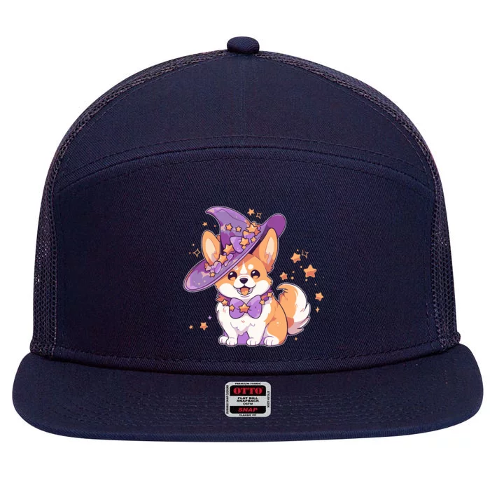 Cute Halloween Corgi Witch Dog Great Gift 7 Panel Mesh Trucker Snapback Hat