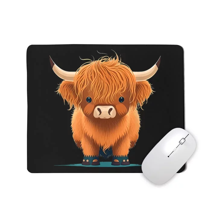 Cute Highland Cattle Cow Funny Highland Cow Mousepad