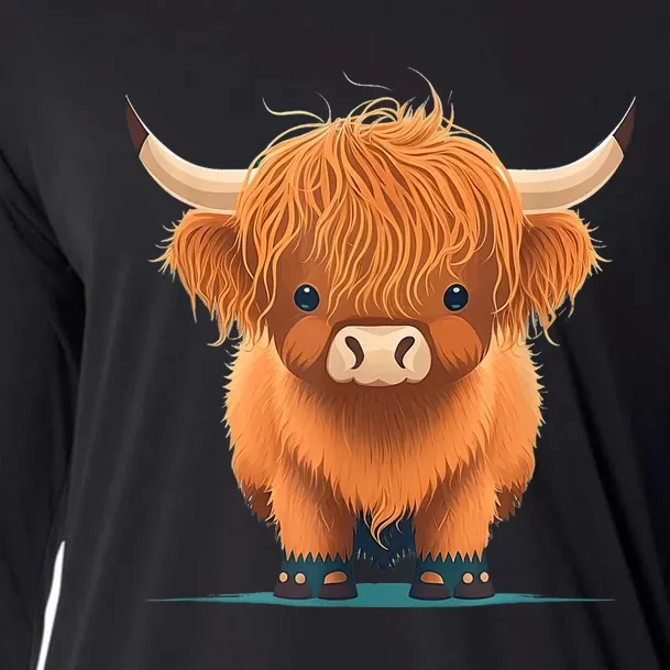 Cute Highland Cattle Cow Funny Highland Cow Cooling Performance Long Sleeve Crew