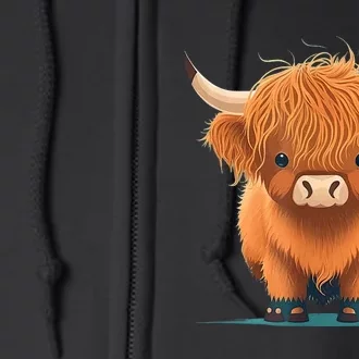 Cute Highland Cattle Cow Funny Highland Cow Full Zip Hoodie