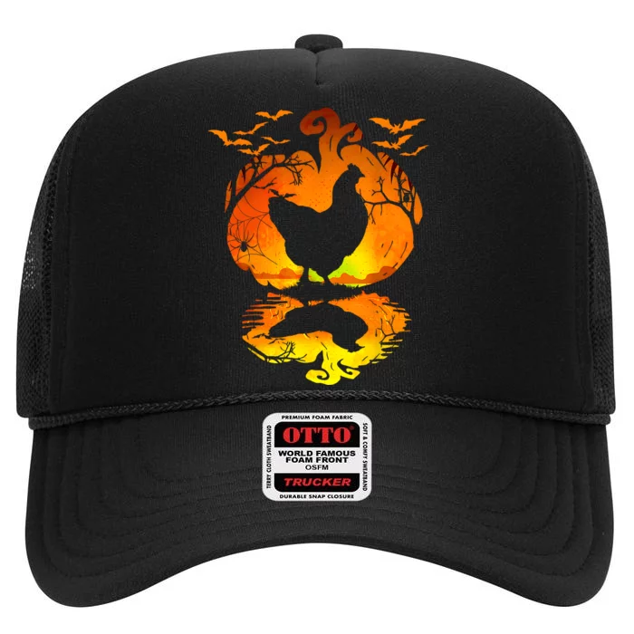 Chicken Halloween Costume Pumpkin Chicken Lovers Fall Season High Crown Mesh Trucker Hat