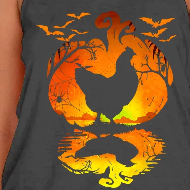 Chicken Halloween Costume Pumpkin Chicken Lovers Fall Season Women's Knotted Racerback Tank