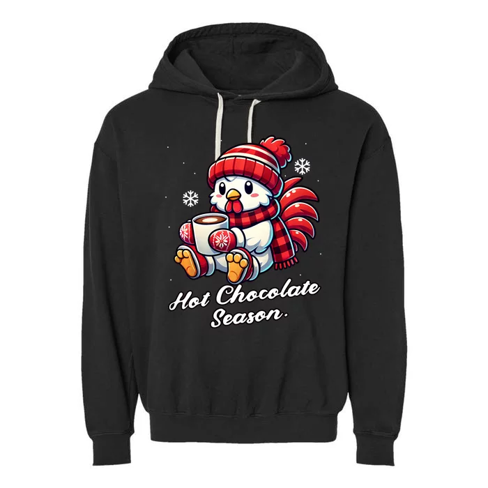 Chicken Hot Choco Funny Scarf Merry Christmas Mom Dad Garment-Dyed Fleece Hoodie