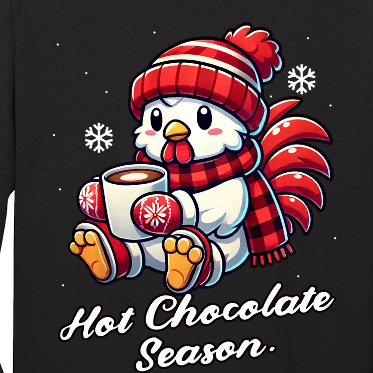 Chicken Hot Choco Funny Scarf Merry Christmas Mom Dad Long Sleeve Shirt