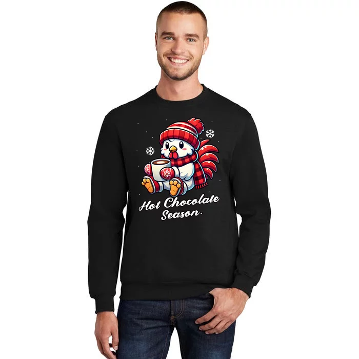 Chicken Hot Choco Funny Scarf Merry Christmas Mom Dad Tall Sweatshirt