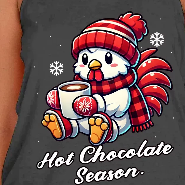 Chicken Hot Choco Funny Scarf Merry Christmas Mom Dad Women's Knotted Racerback Tank