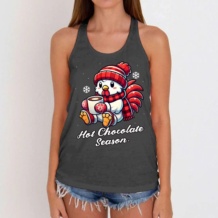 Chicken Hot Choco Funny Scarf Merry Christmas Mom Dad Women's Knotted Racerback Tank