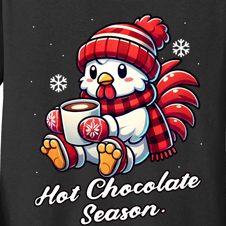 Chicken Hot Choco Funny Scarf Merry Christmas Mom Dad Kids Long Sleeve Shirt