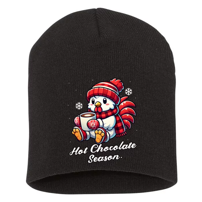 Chicken Hot Choco Funny Scarf Merry Christmas Mom Dad Short Acrylic Beanie