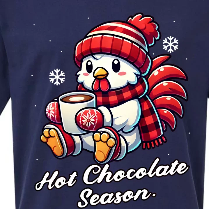 Chicken Hot Choco Funny Scarf Merry Christmas Mom Dad Sueded Cloud Jersey T-Shirt