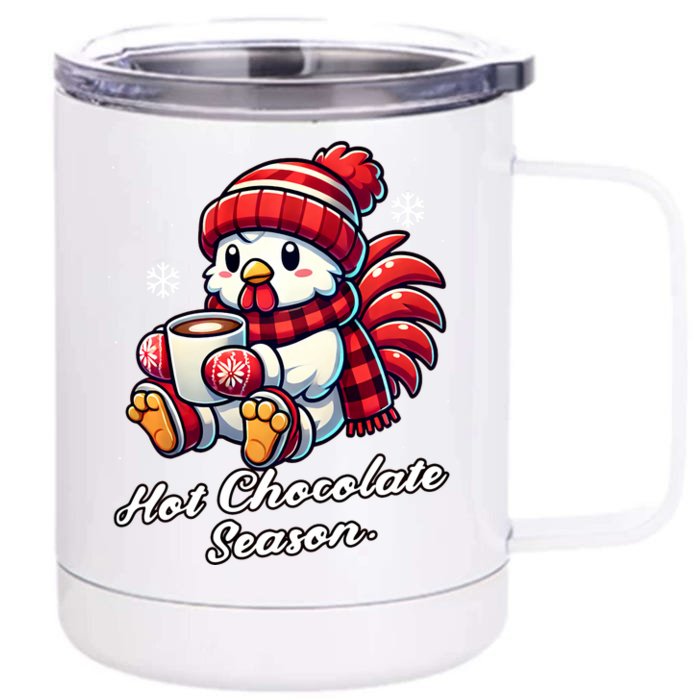 Chicken Hot Choco Funny Scarf Merry Christmas Mom Dad Front & Back 12oz Stainless Steel Tumbler Cup