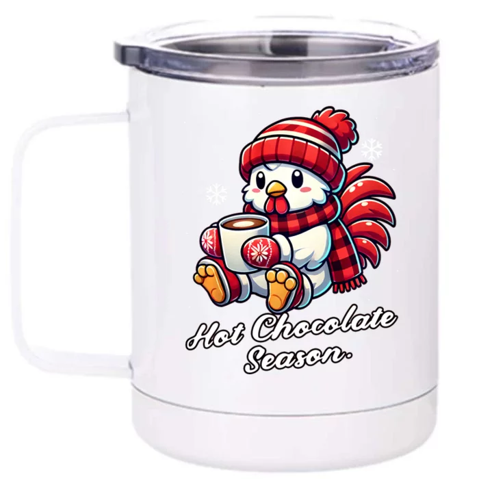 Chicken Hot Choco Funny Scarf Merry Christmas Mom Dad Front & Back 12oz Stainless Steel Tumbler Cup