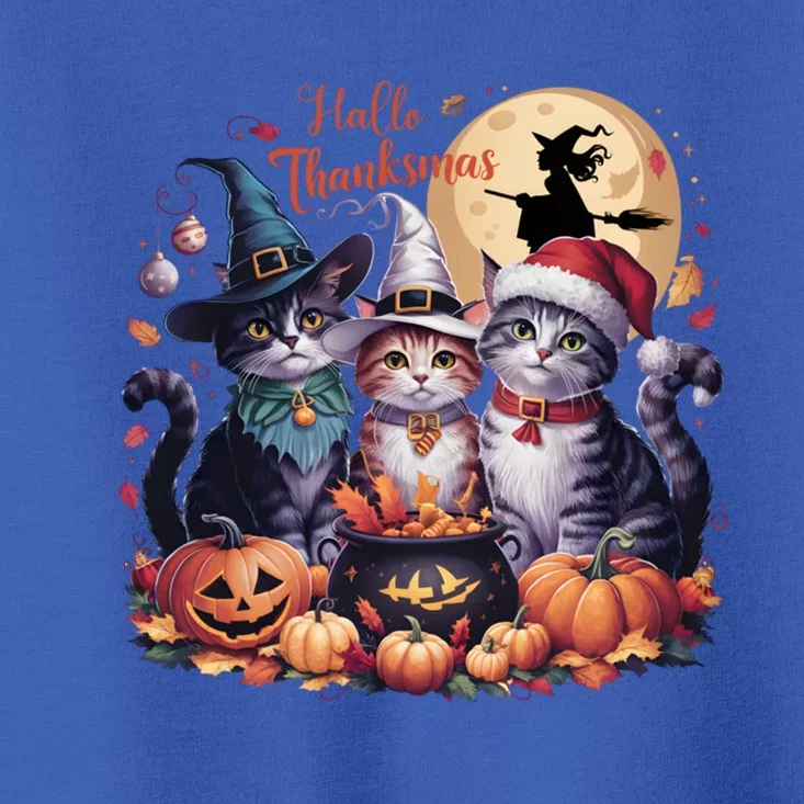 Cat Halloween Christmas Happy Hallothanksmas Thanksgiving Gift Toddler T-Shirt