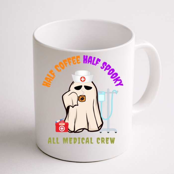 Cute Half Coffee Half Spooky All Medical Crew Halloween Gift Front & Back Coffee Mug