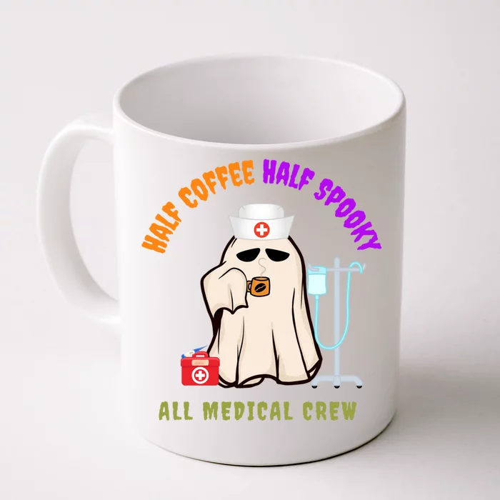 Cute Half Coffee Half Spooky All Medical Crew Halloween Gift Front & Back Coffee Mug