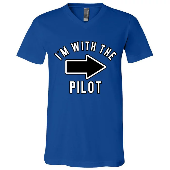 Couples Halloween Costume Gift Im With The Pilot Gift V-Neck T-Shirt