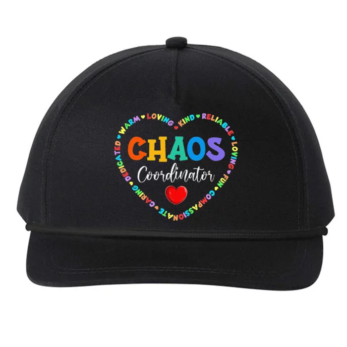 Cute Heart Chaos Coordinator Funny First Day of School Snapback Five-Panel Rope Hat