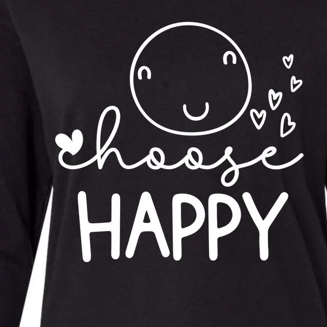 Choose Happy Cute Smile Face Womens Cotton Relaxed Long Sleeve T-Shirt