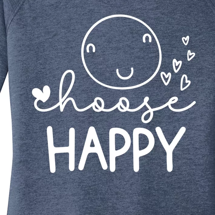 Choose Happy Cute Smile Face Women's Perfect Tri Tunic Long Sleeve Shirt