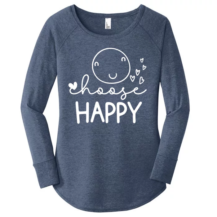 Choose Happy Cute Smile Face Women's Perfect Tri Tunic Long Sleeve Shirt