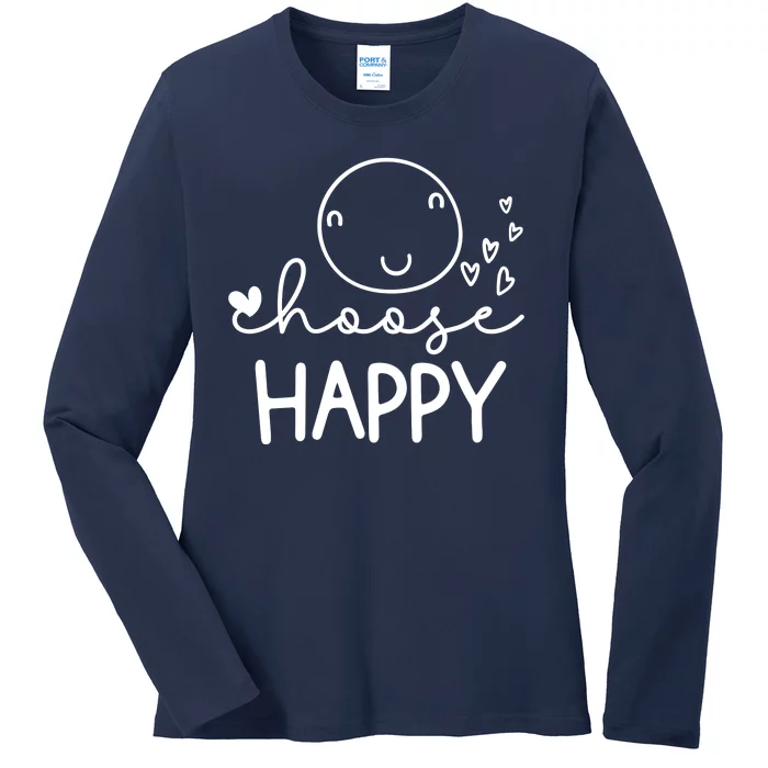 Choose Happy Cute Smile Face Ladies Long Sleeve Shirt