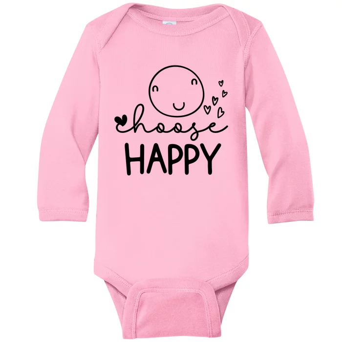 Choose Happy Cute Smile Face Baby Long Sleeve Bodysuit