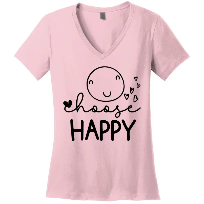 Choose Happy Cute Smile Face Women's V-Neck T-Shirt