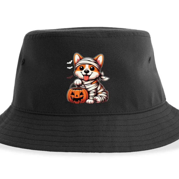 Cute Halloween Costume Welsh Corgi Mummy Dog Lover Sustainable Bucket Hat