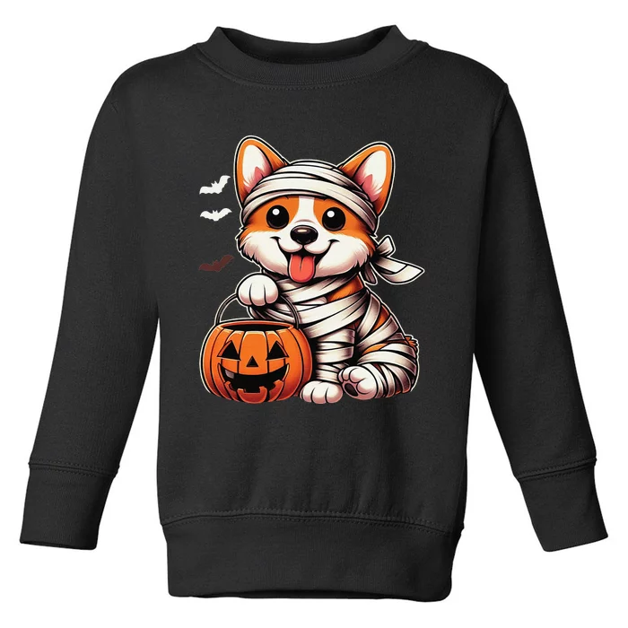 Cute Halloween Costume Welsh Corgi Mummy Dog Lover Toddler Sweatshirt