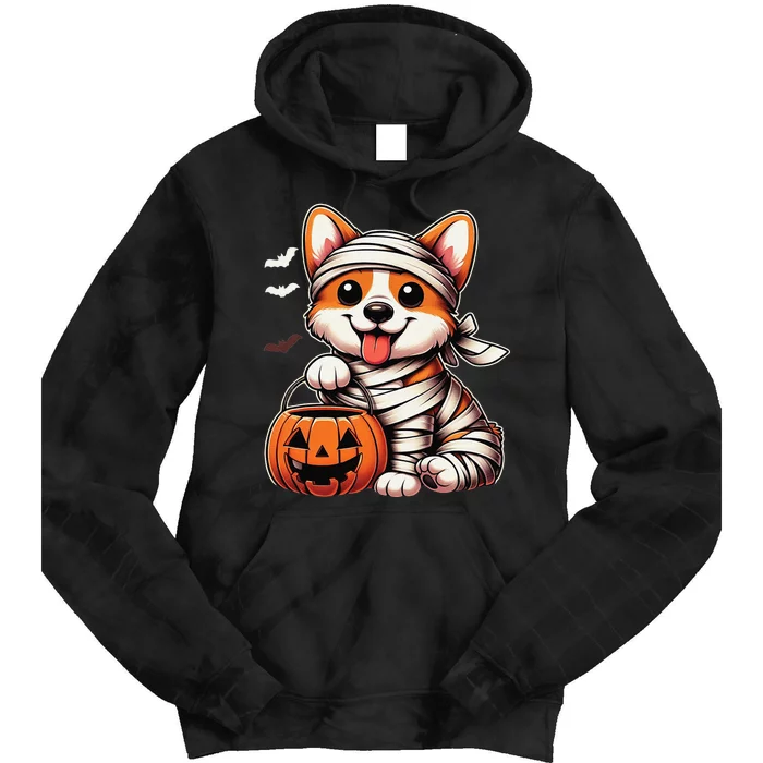 Cute Halloween Costume Welsh Corgi Mummy Dog Lover Tie Dye Hoodie