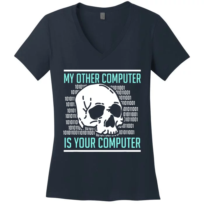 Cyber Hacker Computer Security Expert Cybersecurity Women's V-Neck T-Shirt