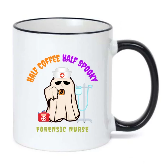 Cute Half Coffee Half Spooky Halloween Forensic Nurse Funny Gift Black Color Changing Mug