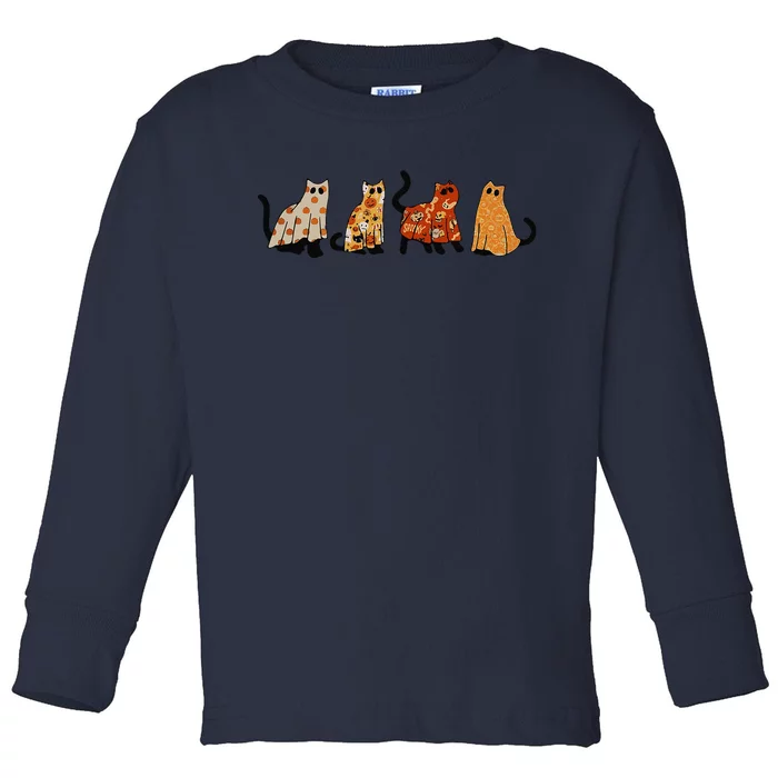 Cat Halloween Cat Lover Spooky Season Fall Autumn Toddler Long Sleeve Shirt