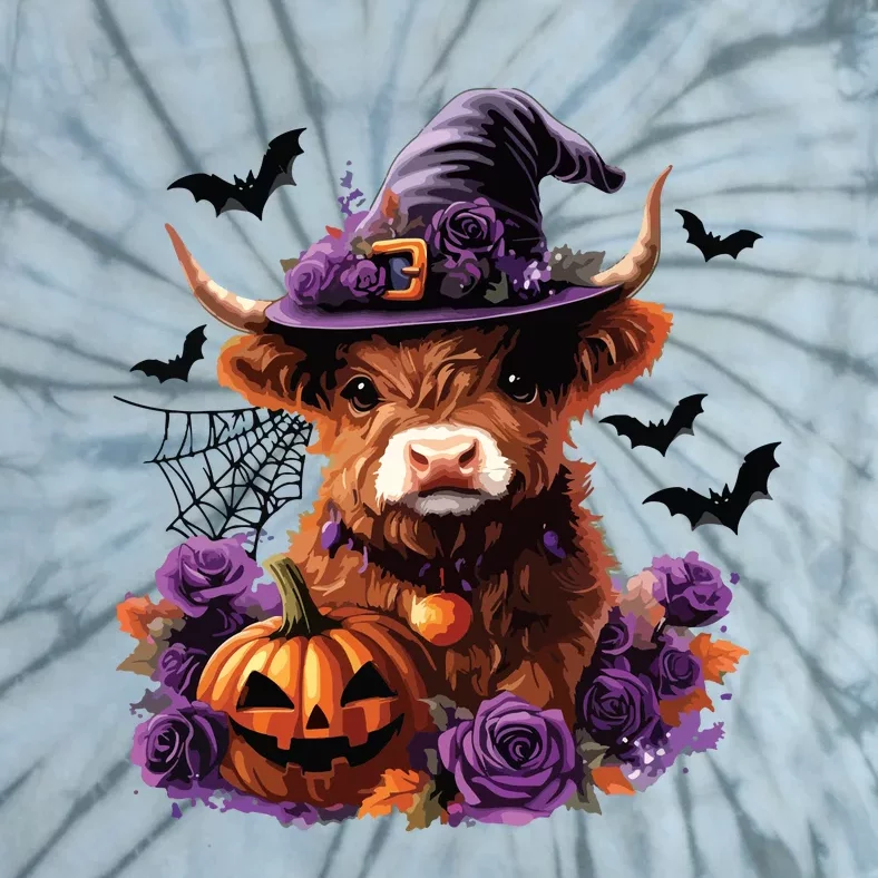 Cute Highland Cow Halloween Highland Cow Witch Cow Lover Tie-Dye T-Shirt