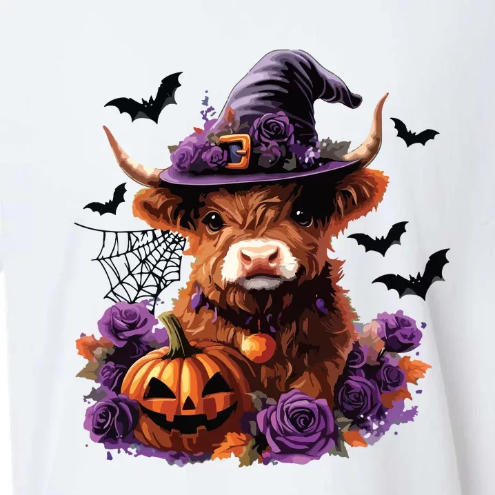 Cute Highland Cow Halloween Highland Cow Witch Cow Lover Sueded Cloud Jersey T-Shirt