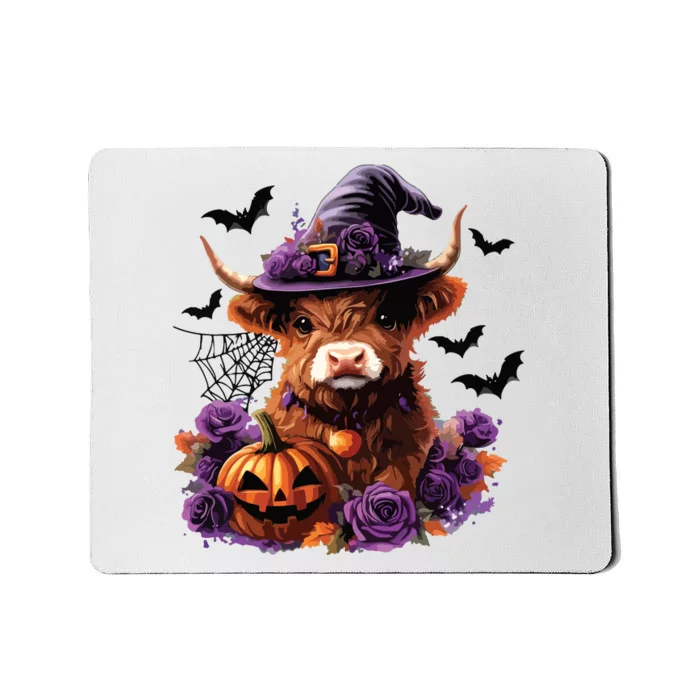 Cute Highland Cow Halloween Highland Cow Witch Cow Lover Mousepad