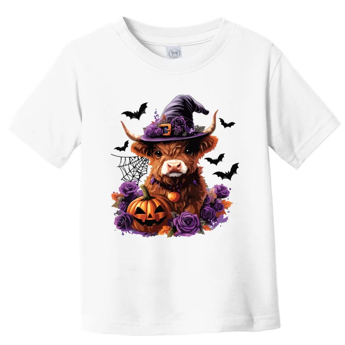 Cute Highland Cow Halloween Highland Cow Witch Cow Lover Toddler T-Shirt