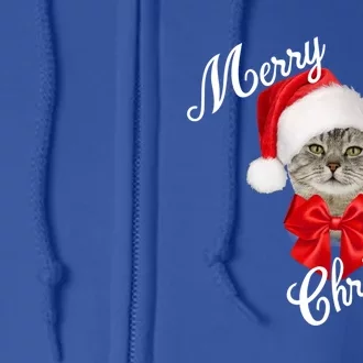 Christmas Holiday Cat Santa Merry Funny Gift Full Zip Hoodie