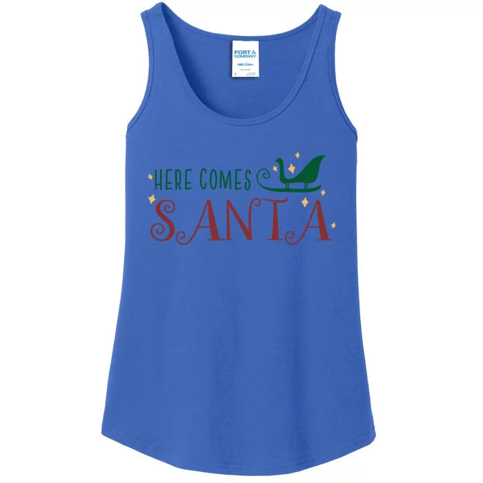 Cute Here Comes Santa Claus Sleigh Christmas Holiday Season Cute Gift Ladies Essential Tank