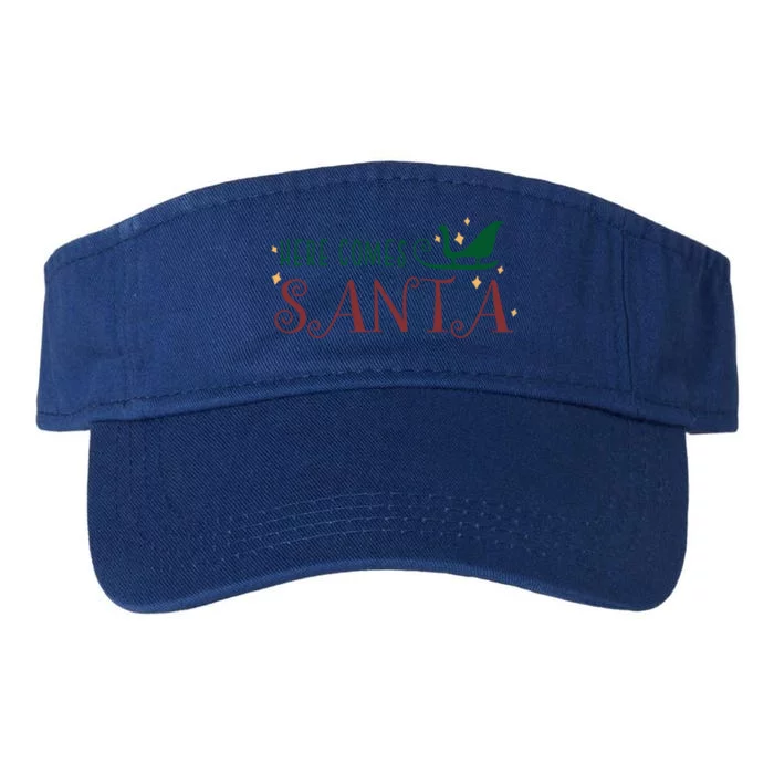 Cute Here Comes Santa Claus Sleigh Christmas Holiday Season Cute Gift Valucap Bio-Washed Visor